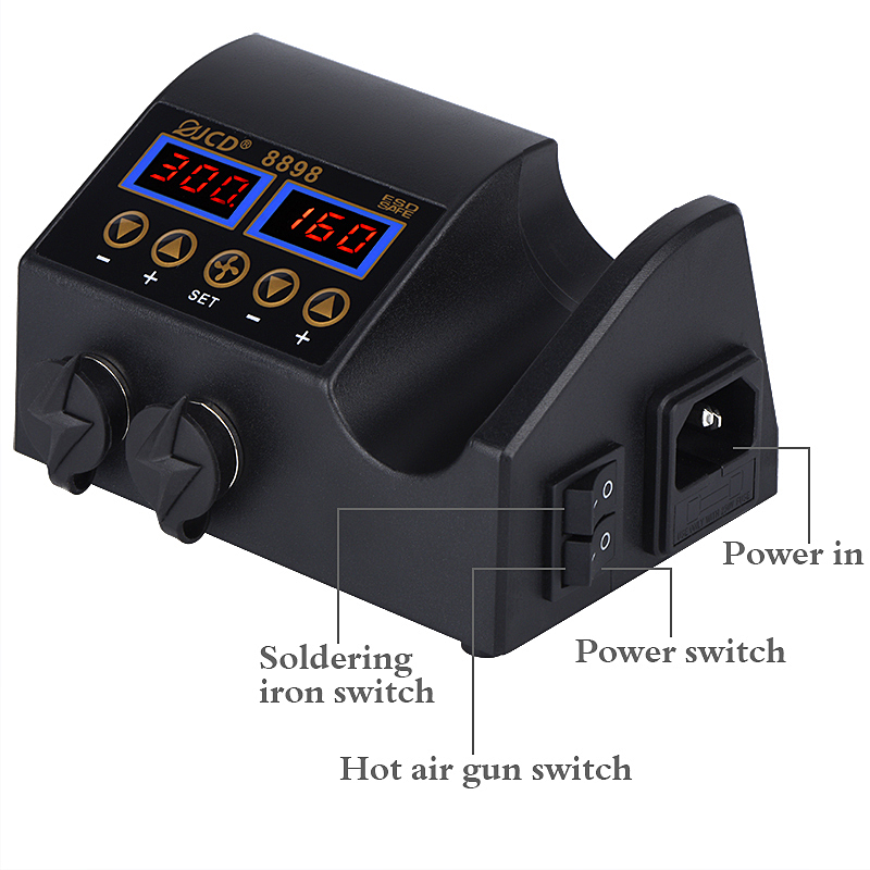 2 In 1 Soldering Rework Station 750W - JCD 8898-16 750W 2-in-1 LCD Digital-Lötstation